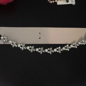 Blush Crystal Headband or hat adornment elastic